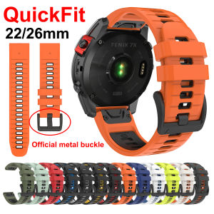 22 26mm Silicone Strap for Garmin Fenix 7 7X Pro 6 6X 5 5X Plus Fenix 8 47 51mm Quatix 8 7 6 Tactix 8 7 965 MARQ QuickFit Correa