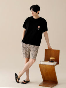 Summer Pure Cotton Thin Short Sleeve Shorts Sleepwear Set