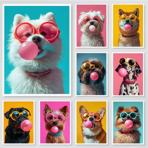 1000pcs Jigsaw Puzzle Dog Colorful Bubblegum Sunglasses Samoyed French Bulldog Corgi For Adults Home Room Wall Decor Gift