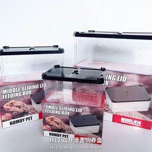 Nomoy Pet H14 Large Reptile Sliding Lid Feeding Box for Small Lizard Spider Frog Scorpion Gecko