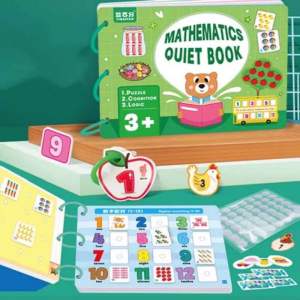 Bóc dán toán học cho bé Mathematics Quiet Book 16 chủ đề- Học liệu Montessori. Đồ chơi cho bé phát triển trí thông minh