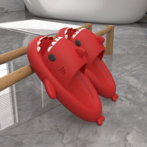 Mens Bathroom Shark Bath Slippers Quick Dry Hollow Anti-Slip Indoor Summer Home Use Slip-On Sandals Comfortable EVA Material