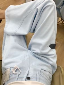 High Waist Wide Leg Light Wash Denim Jeans Womens Autumn Winter Loose Fit Straight Leg Pants Draping Slimming Effect