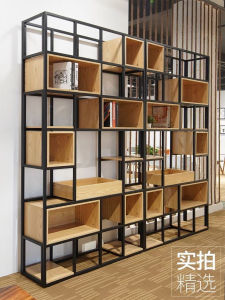 Industrial Style Iron Art Bookshelf Display Cabinet Lightweight Luxury Living Room Office Floor Standing Decorative Shelf