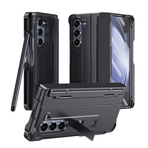 เคส Z Fold 3 4 S Pen ฝาพับแบบพับแบน ปกป้องรอบด้าน 360° ปกป้อง Samsung Galaxy Z Fold 4 แบบเต็มจอ เคสโทรศัพท์พีซีแข็งทนทานป้องกันการตกหล่น พร้อมฟิล์มกันรอยหน้าจอ