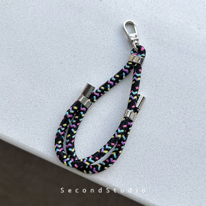 Short Versatile Polyester Mobile Phone Case with Adjustable Length Lanyard Anti-Fall Creative Handheld Cord for Digital Accessories