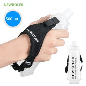 ขวดน้ำนุ่ม TPU 500 มล. น้ำหนักเบาพิเศษสายรัดข้อมือแบบพับได้คงที่กันลื่นถุงน้ำกีฬากลางแจ้งวิ่งขวดน้ำนุ่ม