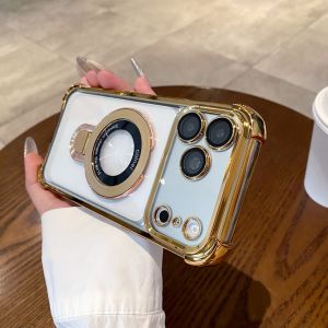 Ốp Lưng iPhone 18/17/16 Pro Max/Plus Mạ Cao Cấp Tích Hợp Giá Đỡ MagSafe Chống Sốc Airbag Vòng Từ Tính Trong Suốt