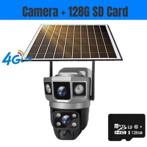4G Solar IP Camera Dual Lens Wifi Outdoor Built-in Battery PTZ Cameras 12MP 10X Zoom Video Security System Surveillance Camera
