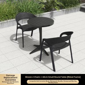 FENGZHAOHUANG | Outdoor Leisure Dining Set Rattan and Wood