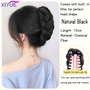 Synthetic Fried Dough Twists Pill Head Bun Female Grab Clip Flower Bud Head Fluffy Pan Hair Wig Bag Extension for Women