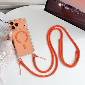 7mm Official Lanyard Magnetic Case For iPhone 18 Pro Max 17 14 13 15 16 Shockproof Crossbody Neck Cord Strap Acrylic Clear Cover