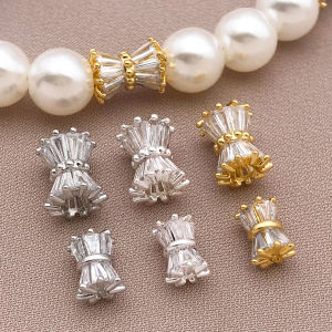 2/5pcs/lot 8/11mm High Quality Brass Zircon Large Hole Waist Shape Spacer Beads Bracelets Beads Diy Jewelry Making  Accessories