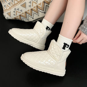 Giày Bốt Đi Tuyết Thời Trang Mùa Đông Cho Nữ Giày Bốt Ngắn Lông Da Đế Cao Su Chống Thấm Nước Đế Cao Su Đế Cao Su