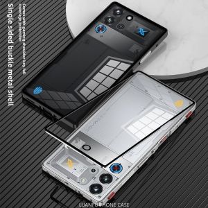 Nubia เคสสำหรับ ZTE เกม RedMagic 10 Pro + ตัวจุดชนวนด้วยแสงแบบสัมผัสกรอบเกราะอลูมิเนียมกันระเบิดความชัดระดับ HD กล้องคลุมแก้วกล่องโลหะแบบสแน็ปด้านเดียว