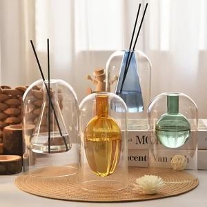Double Layered Glass Aromatherapy Bottle Home Fragrance Essential Oil Container with Diffusers Sticks Modern Home Decorations