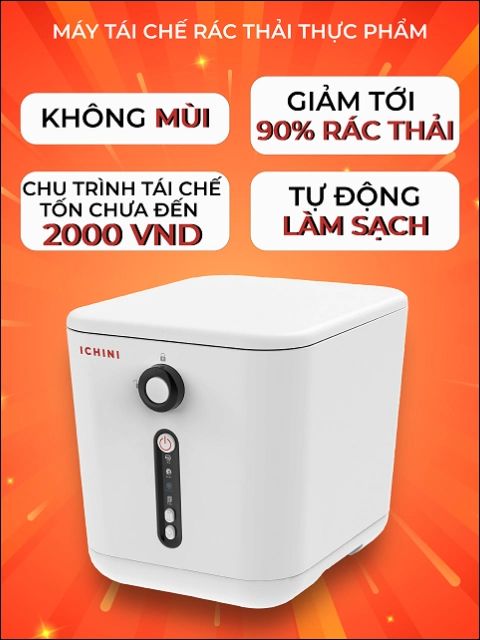 Máy tái chế rác thải thực phẩm Ichini, công suất 500W, dung tích 3 lít ...