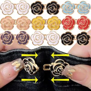 Exquisite Rose Waist Buckle Convenient Tighten Pants Waistline Metal Clasp Jeans Shrink Waistband Fastener Alloy Waist Button