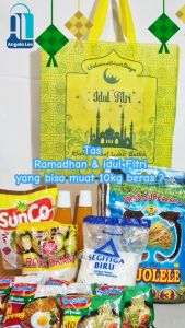 12pcs Tas kain Spunbond Atau Premium PRESS Lebaran Paket Idul Fitri Ramadhan Syukuran THR biskuit sirup