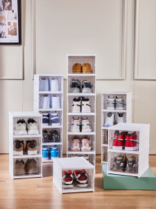 🔶3/6 Layers Transparent Foldable Shoe Rack Stackable Large Space Dust-proof Shoe Storage Box 3/6-layer Installation-free Folding Shoe Rack