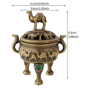 【X】Three Legged Hollow Out Mini Sandalwood Censer Incense Burner Home Decoration Vintage Alloy Incense Burner Stick Holder