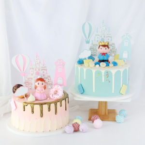 Baking Cake Ornaments Birthday Decoration Princess Prince Castle Balloon Cloud Inserts Hanging Flag Cake Card Inserts