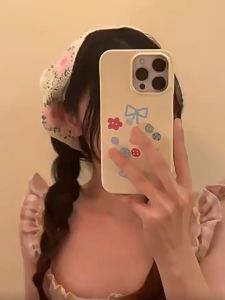 French Fashion Headband Knitted Hollow Triangle Headscarf Sweet And Cute Flower Hair Tie Tali Rambut