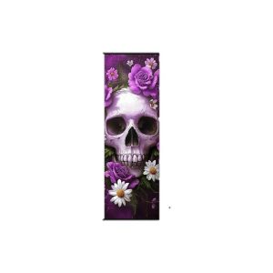 VIKAMA Sugar Skull Rose Wall Tapestry Pink Blue Purple Daisy Gothic Floral Scroll Art Home Decor Lightweight Soft Durable Cozy