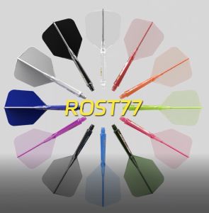 3PCS CUESOUL ROST 77 Integrated Dart Pin Shaft and Flight Two in One Dart Flight Big Wing Shape-Transparent Color Set of 3 Pcs