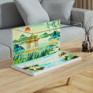 กล่องแสดงอะคริลิก 3 ชั้นพร้อมฝาปิดแบบแยกชิ้นส่วนสำหรับตุ๊กตาเลียนแบบการ์ตูนและเกมส์ เรียบเรียบ ป้องกันฝุ่น