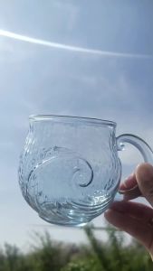 pdq | Ocean Themed Glass Coffee Mug With Sea Wave Design For Beach Bar Workplace Travel Use Unique Handmade Gift Idea