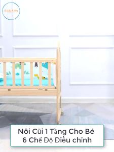 Nôi cũi gỗ cho em bé đa năng 3 chế độ tiện lợi cho mẹ và bé nôi MK23-001 chất liệu gỗ thông cao cấp an toàn cho bé
