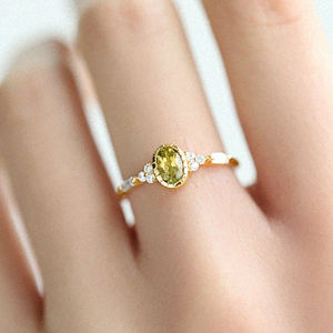 Huitan Exquisite Oval Yellow CZ Women Rings Newly Trendy Dainty Finger Accessories Unique Attractive Charm Romantic Jewelry Gift
