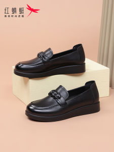 Red Dragonfly Womens Slip-On Soft Bottom Casual Shoes Spring 2025 New Style Fashionable Leather Shoes for Elderly Mothers