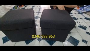 [Sản Xuất Yêu Cầu] Ghế Đôn Sofa Tròn Ghế Đôn Sofa Vuông Màu Đen Để Làm Ghế Trang Điểm Bọc Mút Dày Rặn