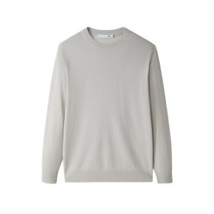 Thickened Pure Wool Sweater Mens round Neck Knitted Base Layer Shirt Business Casual Style Soft Straight Cut Long Sleeve