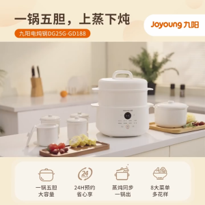 Joyoung 4.5L Electric Stew Pot DG25G-GD188 Electric Stew Cup Water Tight Stew Household Automatic Ceramic Congee Soup Stew Electric Stew Pot Steam Pot