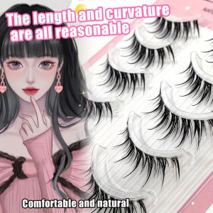 5 pairs False Eyelashes With Natural Air Feeling Transparent Slender Roots Extend eyelashes Multi-layered 3D Effect Eyelashes