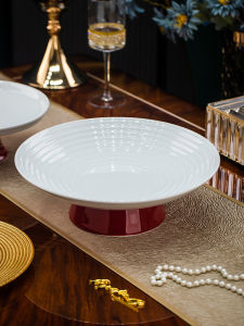 จั๊วจิ้งเจีย 2025 ชามผลไม้เซรามิกแบบตั้งระดับสูง จานเสิร์ฟแบบเปิดสำหรับบริการตัวเอง จานเซรามิก จานเสิร์ฟแบบเปิด