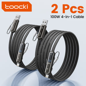 Toocki | Toocki PD 100W USB Type C Cable for iPhone17 Xiaomi Samsung 1/2/3Pack 1.2M 4 in 1 LED Light Fast Charging Type C Lightning Cable