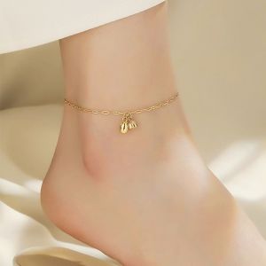 Lắc chân titan nữ mặt búp sen và đài sen sáng màu không đen gỉ