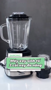 (MỚI) Máy xay sinh tố 2 cối thủy tinh Samono SW-BLS500B Công suất 500W dung tích 1.5L & 250ml - BH 1 năm