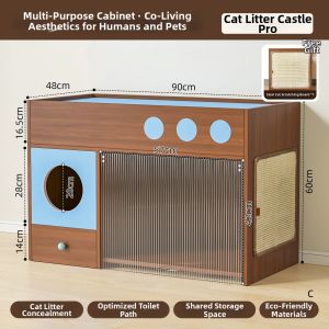 Sand Tracking Prevention Large Novel Channel Odor Preventing Fully Enclosed Cat Litter Cabinet