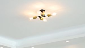 Ceiling Light Semi Flush Mount Ceiling Lamp Fixture 4-Lights Sputnik Chandelier Black and Gold Mid Century Ceiling Light for Bedroom Dining Room Living Room  E27 Base Bulbs Not Included