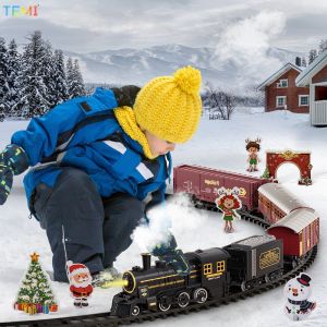 TEMI Train Toy Set Railway Track Steam Locomotive Engine Die-casting Model Toy Parent-child Interactive Gift Childrens Birthday Gift