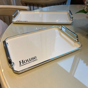 Luxurious Home Use Tea Tray Rectangular Platter for Tea Cups And Saucers Living Room Coffee Table Nordic Style Plastic Material