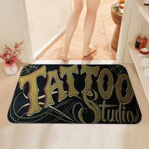 VIKAMA Vintage Hình Xăm Văn Bản Chống Trơn Trượt Mềm Mại Thấm Hút Có Thể Giặt Thảm Trải Sàn Cho Phòng Tắm Hình Xăm Shop Retro Gothic Thảm Trang Trí Nhà