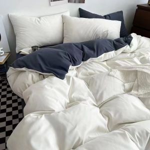 Solid Dual-tone Thickened Twill Flannel Bedding Set