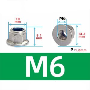 Premium SS 2-20Pcs 304 Stainless Steel Flange Lock Nut with Nylon Insert – Hexagon Locknut M4 M5 M6 M8 M10 M12 DIN6926