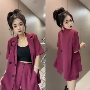 Casual Fashion Short Sleeve Suit Set Womens Small Size Personality Street Style Shorts Two Piece Summer Outfit Elegant
